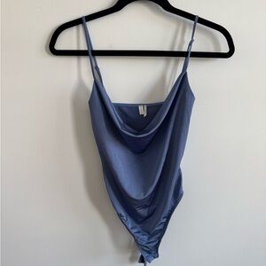 Urban Outfitters Slate Blue Cowl Neck Bodysuit